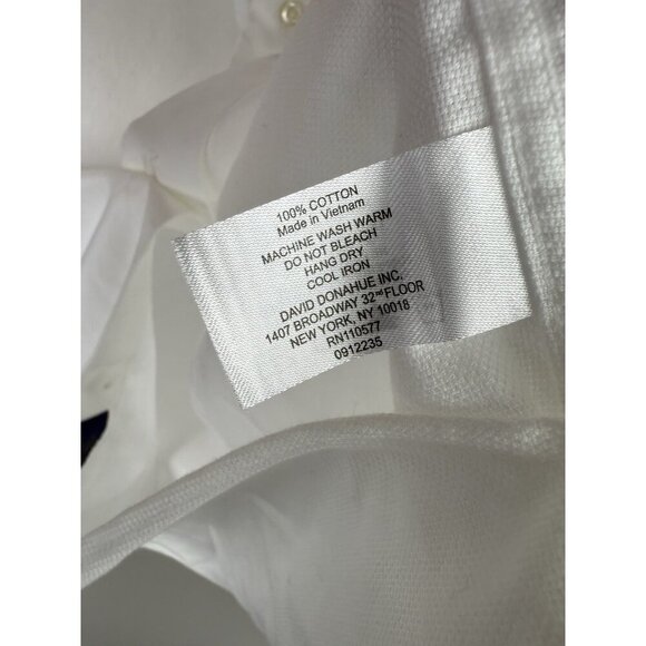 David Donahue Men’s 18 34/35 White Cotton Regular Fit Dress Shirt Formal Office - Picture 10 of 12